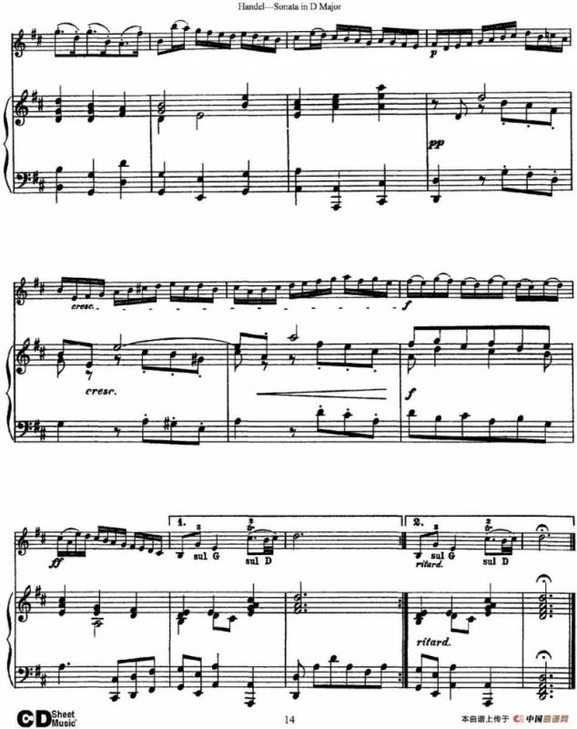 Violin Sonata No.4 in D major（小提琴+钢琴伴奏）