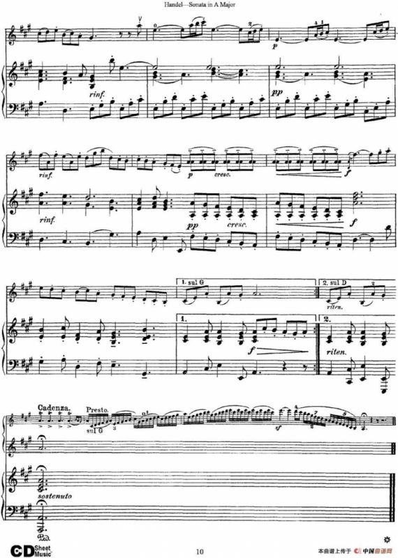 Violin Sonata No.1 in A major（小提琴+钢琴伴奏）