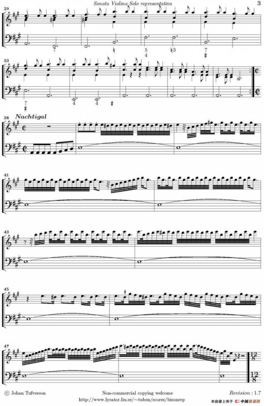 Sonata Violino Solo representativa（Violino+Basso Continuo）