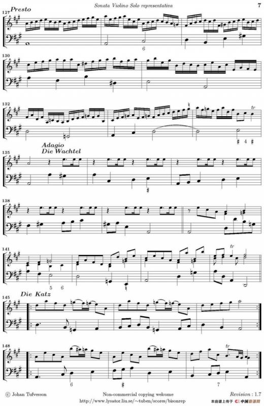 Sonata Violino Solo representativa（Violino+Basso Continuo）