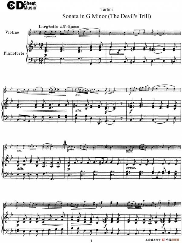 Violin Sonata in G Minor（The Devils Trill）（小提琴+钢琴伴奏）