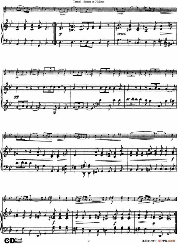 Violin Sonata in G Minor（The Devils Trill）（小提琴+钢琴伴奏）