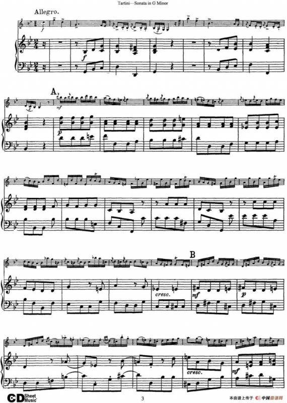 Violin Sonata in G Minor（The Devils Trill）（小提琴+钢琴伴奏）