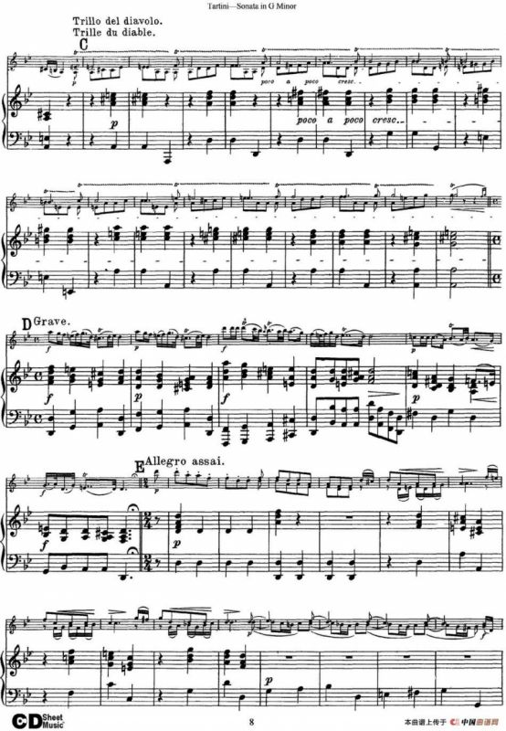 Violin Sonata in G Minor（The Devils Trill）（小提琴+钢琴伴奏）