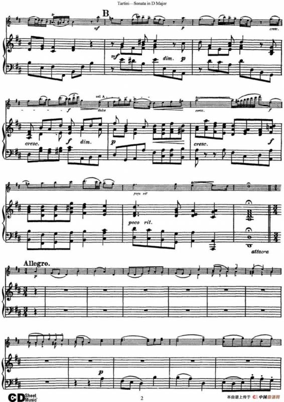 Violin Sonata in D Major（小提琴+钢琴伴奏）