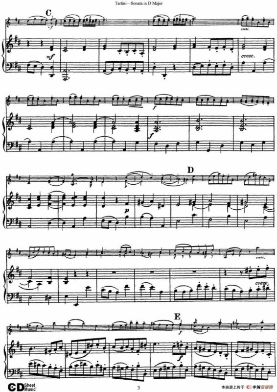 Violin Sonata in D Major（小提琴+钢琴伴奏）