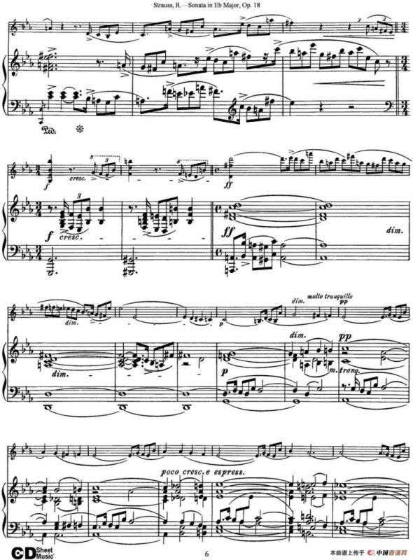 Violin Sonata in Eb Major Op.18（小提琴+钢琴伴奏）