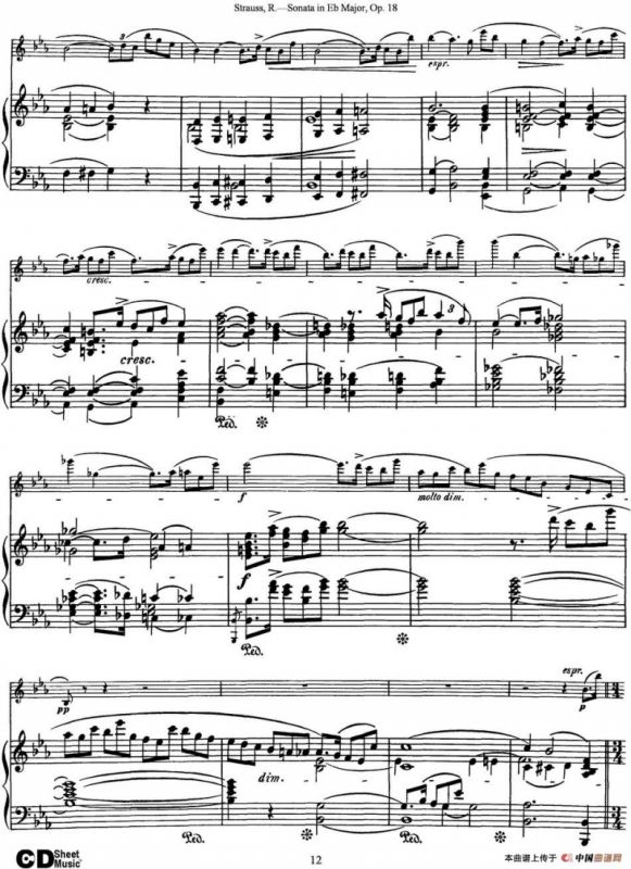 Violin Sonata in Eb Major Op.18（小提琴+钢琴伴奏）