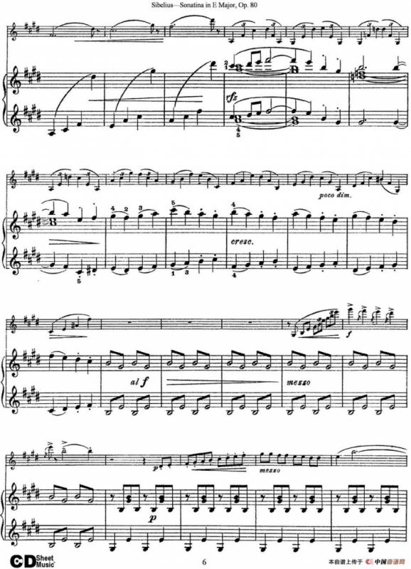 Violin Sonatina in E Major Op.80（小提琴+钢琴伴奏）