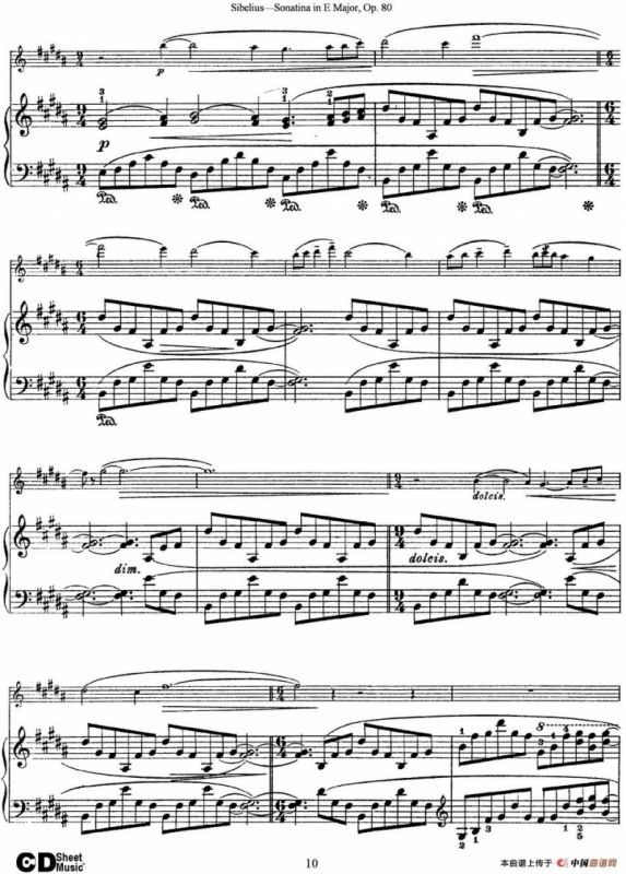 Violin Sonatina in E Major Op.80（小提琴+钢琴伴奏）