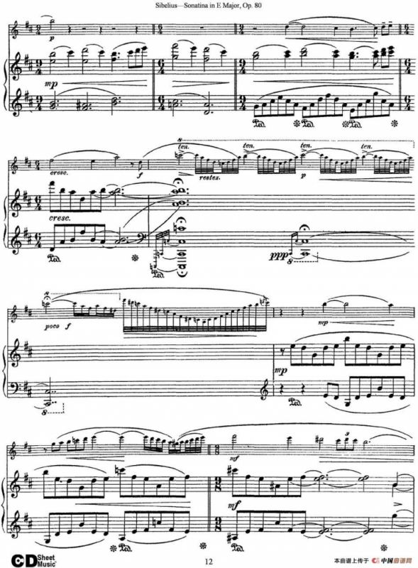 Violin Sonatina in E Major Op.80（小提琴+钢琴伴奏）