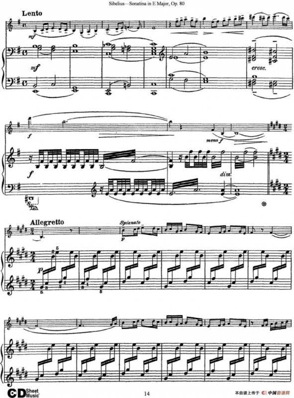 Violin Sonatina in E Major Op.80（小提琴+钢琴伴奏）