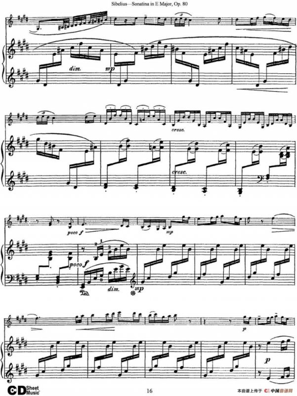 Violin Sonatina in E Major Op.80（小提琴+钢琴伴奏）