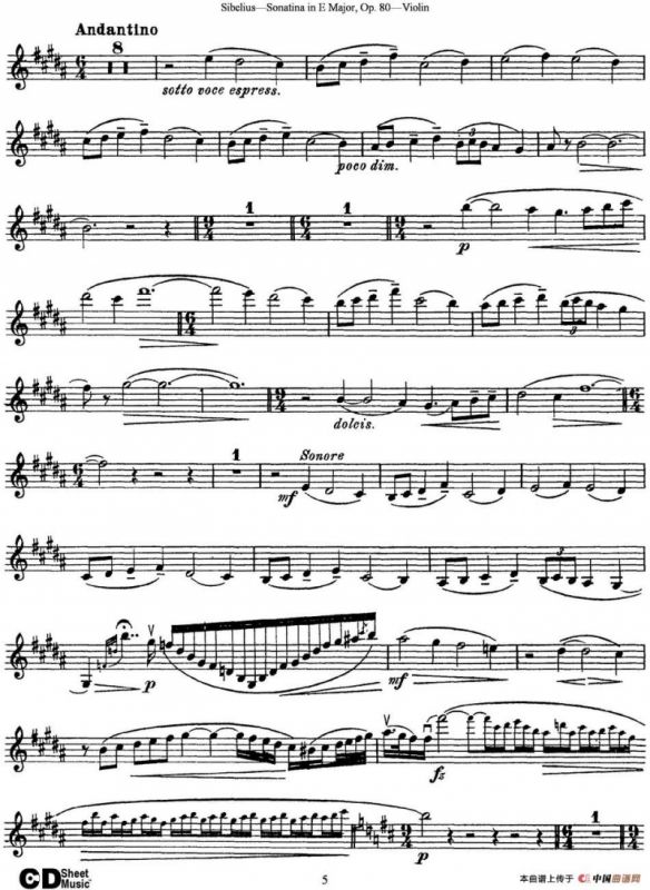 Violin Sonatina in E Major Op.80