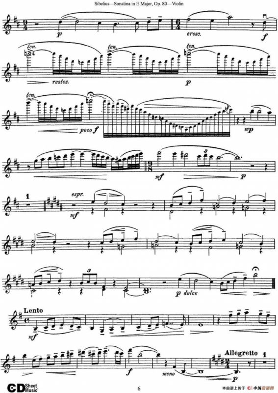 Violin Sonatina in E Major Op.80