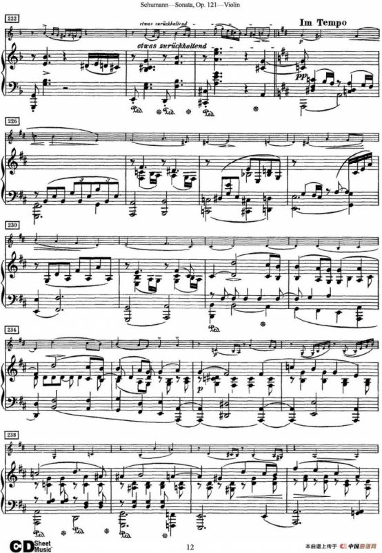 Violin Sonata Op.121（小提琴+钢琴伴奏）
