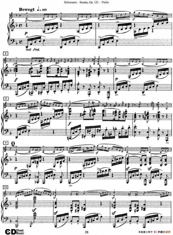 Violin Sonata Op.121（小提琴+钢琴伴奏）