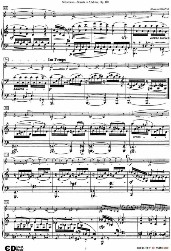 Violin Sonata in A minor Op.105（小提琴+钢琴伴奏）