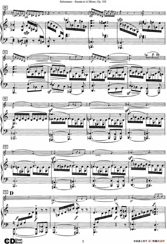 Violin Sonata in A minor Op.105（小提琴+钢琴伴奏）