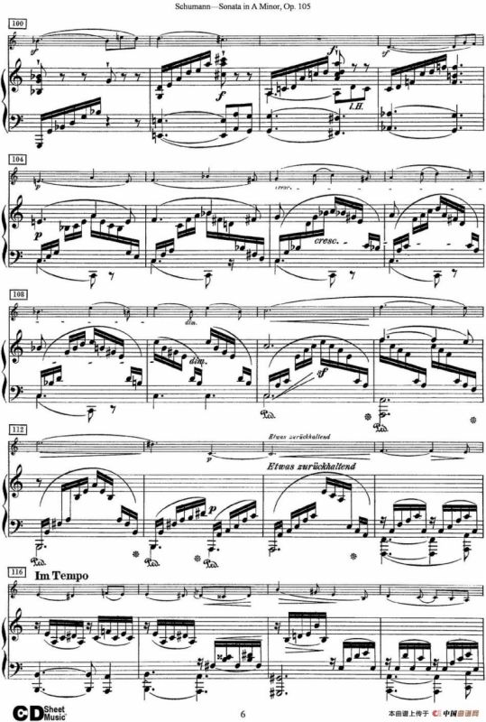 Violin Sonata in A minor Op.105（小提琴+钢琴伴奏）