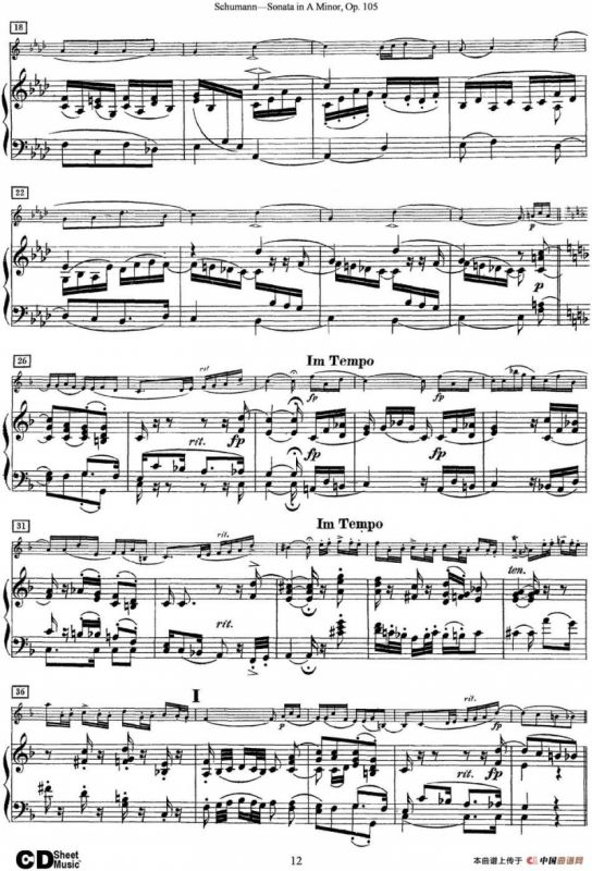 Violin Sonata in A minor Op.105（小提琴+钢琴伴奏）