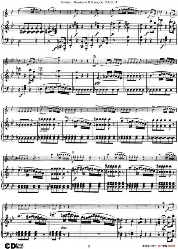 Violin Sonatina in G minor Op.137 No.3（小提琴+钢琴伴奏）