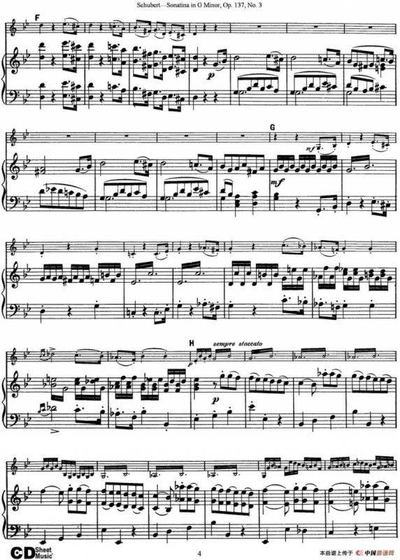 Violin Sonatina in G minor Op.137 No.3（小提琴+钢琴伴奏）