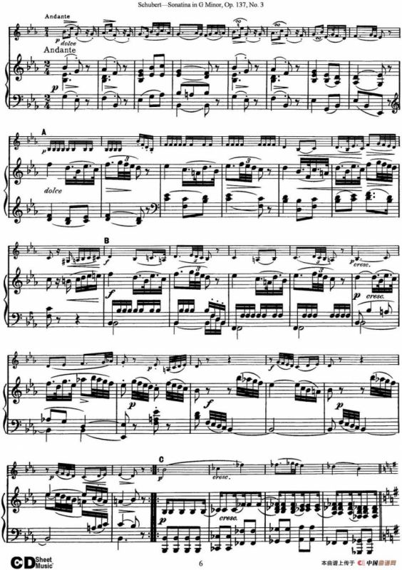 Violin Sonatina in G minor Op.137 No.3（小提琴+钢琴伴奏）