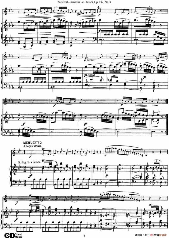 Violin Sonatina in G minor Op.137 No.3（小提琴+钢琴伴奏）