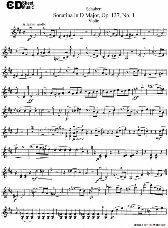 Violin Sonatina in D major Op.137 No.1