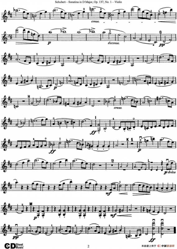 Violin Sonatina in D major Op.137 No.1