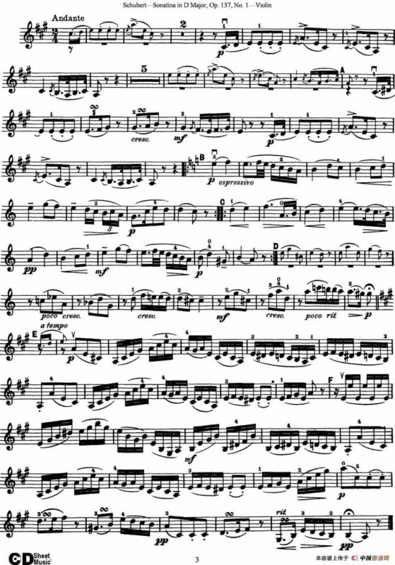 Violin Sonatina in D major Op.137 No.1