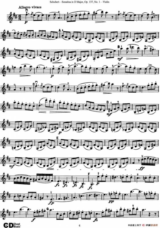 Violin Sonatina in D major Op.137 No.1