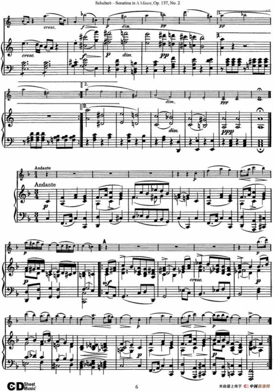 Violin Sonatina in A minor Op.137 No.2（小提琴+钢琴伴奏）