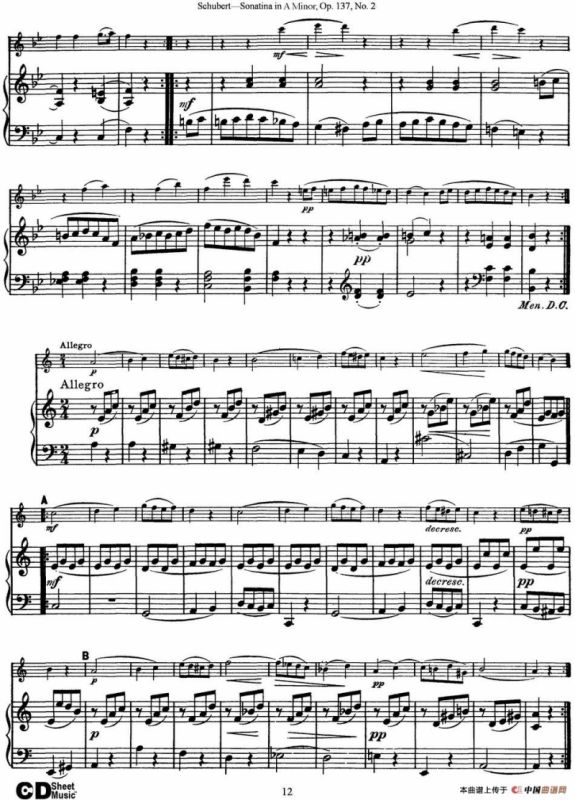 Violin Sonatina in A minor Op.137 No.2（小提琴+钢琴伴奏）