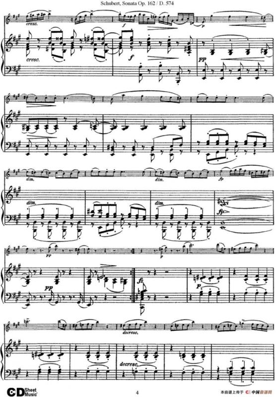 Violin Sonata in A major Op.162 D.574（小提琴+钢琴伴奏）