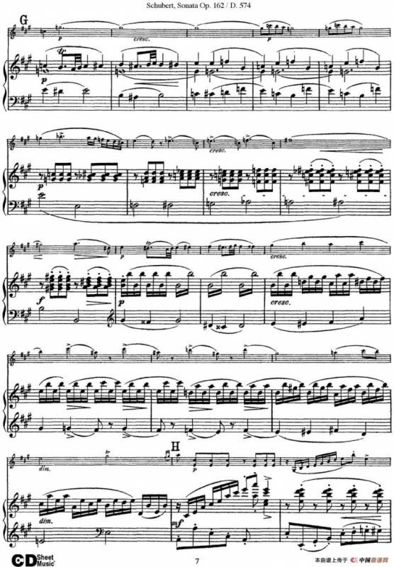 Violin Sonata in A major Op.162 D.574（小提琴+钢琴伴奏）