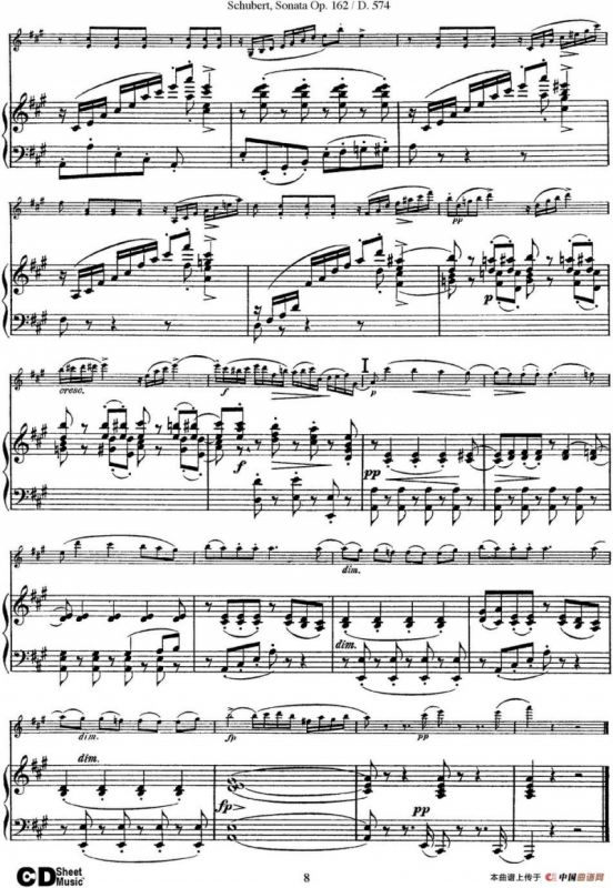 Violin Sonata in A major Op.162 D.574（小提琴+钢琴伴奏）