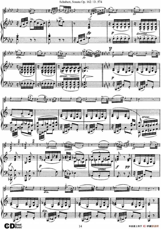 Violin Sonata in A major Op.162 D.574（小提琴+钢琴伴奏）