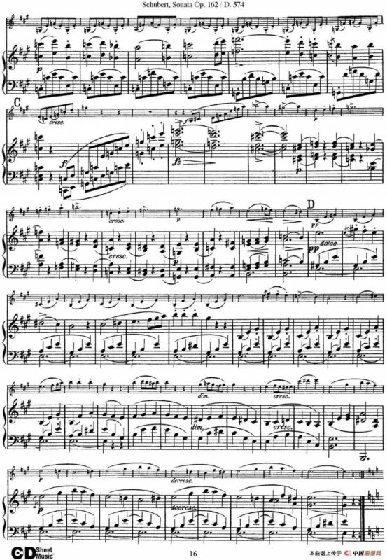 Violin Sonata in A major Op.162 D.574（小提琴+钢琴伴奏）