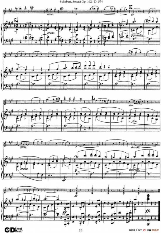 Violin Sonata in A major Op.162 D.574（小提琴+钢琴伴奏）