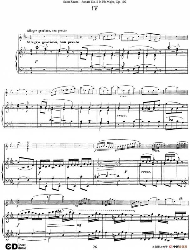 Violin Sonata No.2 in Eb Major Op.102（小提琴+钢琴伴奏）