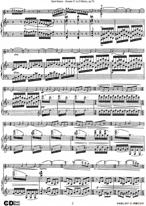 Violin Sonata No.1 in D Minor Op.75（小提琴+钢琴伴奏）