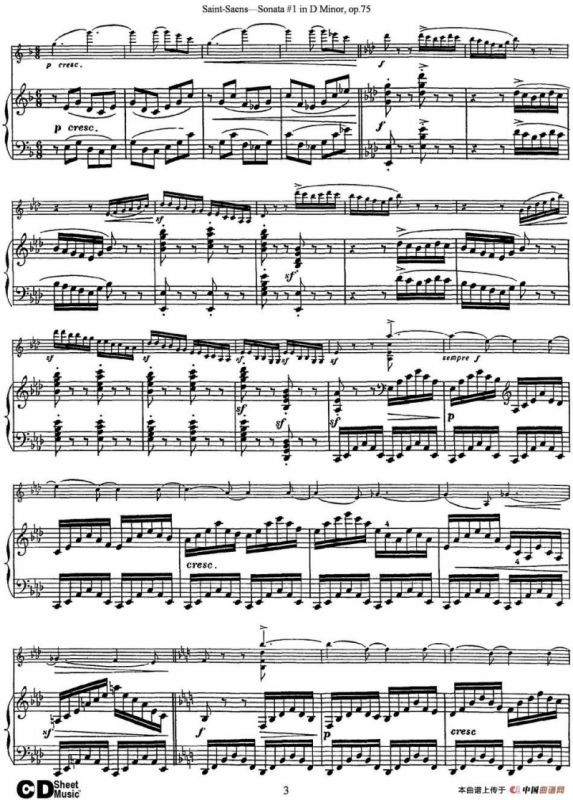 Violin Sonata No.1 in D Minor Op.75（小提琴+钢琴伴奏）