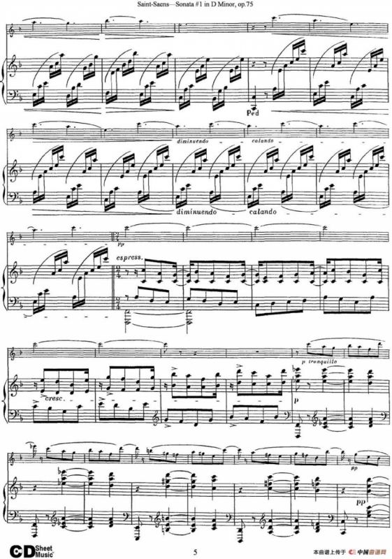 Violin Sonata No.1 in D Minor Op.75（小提琴+钢琴伴奏）