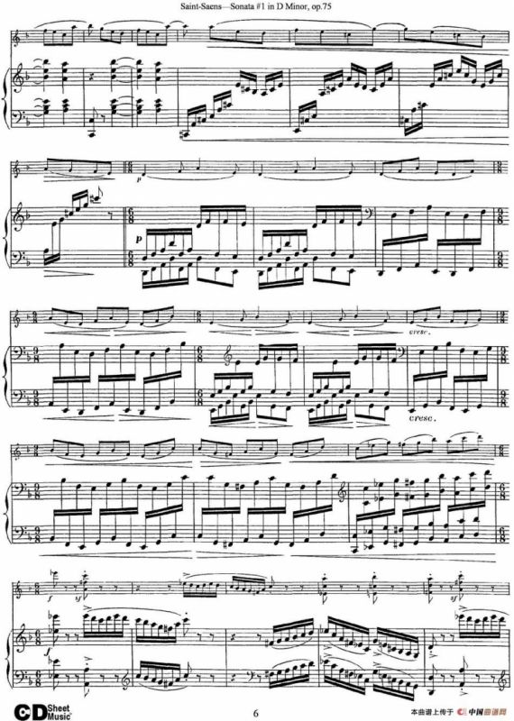 Violin Sonata No.1 in D Minor Op.75（小提琴+钢琴伴奏）