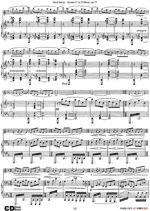 Violin Sonata No.1 in D Minor Op.75（小提琴+钢琴伴奏）