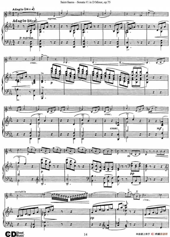 Violin Sonata No.1 in D Minor Op.75（小提琴+钢琴伴奏）