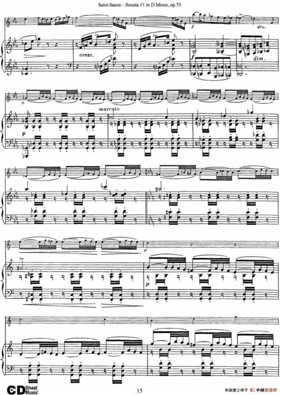 Violin Sonata No.1 in D Minor Op.75（小提琴+钢琴伴奏）