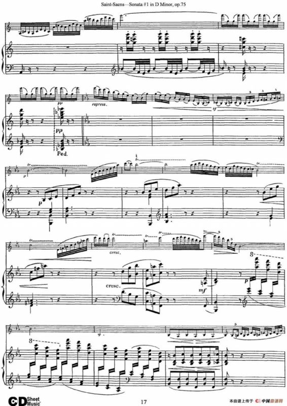 Violin Sonata No.1 in D Minor Op.75（小提琴+钢琴伴奏）